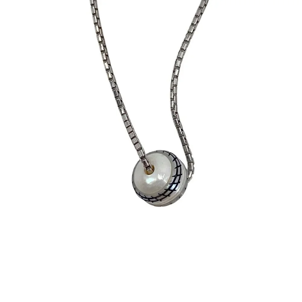 Sterling Silver 925 Necklace With Baseball / SoftBall Pendant